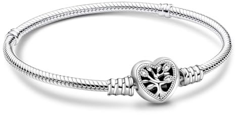 APUUESN Stammbaum Charms Anhänger Armband Herz 20CM Damen,ME Charm Moments Armbänder Sterling Silber S925,Schlangenkette Fake Bracelet,Armreif Schmuck,Geschenk für Frauen Geburtstag