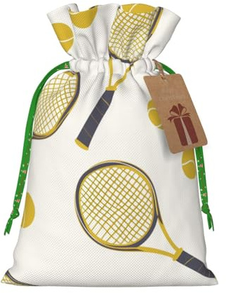 Wiederverwendbare Partytüten, Tennis, Sport, Geschenktüte, mittelgroß, klein, Weihnachts-Geschenktüten aus Leinen mit Kordelzug, Geschenktüten für Geschenke