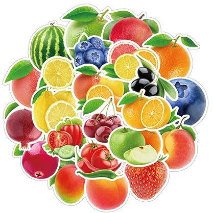 Angoily 100stücke Obst Gemüse Aufkleber wasserdichte Notebook Sticker Bunte Dekorative Aufkleber Für Koffer Laptop Junge Mädchen