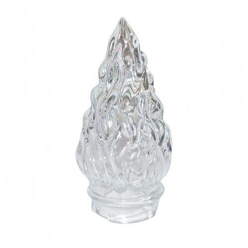 Fiamma in Vetro Trasparente per Lampade Votive da Cimitero, Altezza 12 cm, Diametro Innesto 5 cm