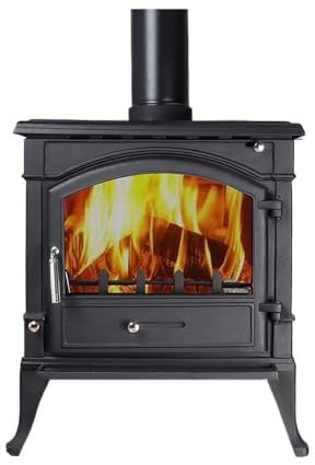 Brennender Holzofen Echter Kamin, Kamin, Holzofen, Heizung, Herd, Villa, Wohnzimmer, Winterheizung, Gastfamilie, Holzofen für Kochen und Erhitzen