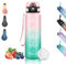 Gourde 1l, Gourde Sport Anti-Fuite, Gourde Graduée, Gourde Adulte avec Slogan de Motivation, Gourde Reutilisable, Facile à Transporter, Bouteille d'eau pour Camping, Randonnée, Voyage, Yoga, Rose-Vert