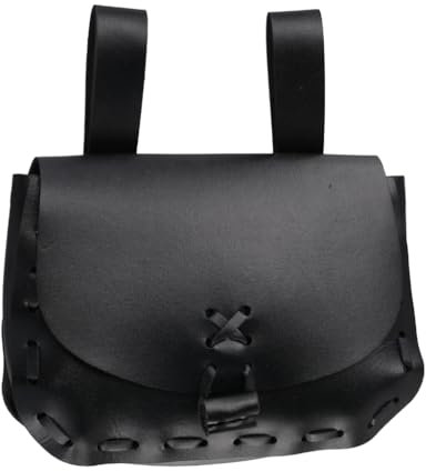 Vintage Mittelalter Gürteltasche Hüfttasche PU Leder Mittelalter Geprägt Gürteltasche Gürtel Münztasche Vintage Tasche, Farbe: Schwarz, 20*15cm