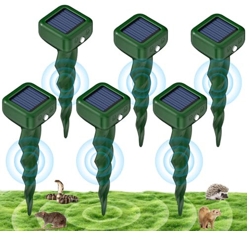 Scaccia Talpe Ultrasuoni Solare, Dissuasori per Talpe, IP66 Impermeabile Dissuasori per Topi, Repellente Ultrasuoni Respinge Serpente,Gopher per Giardini e Prati (6 Pezzi)
