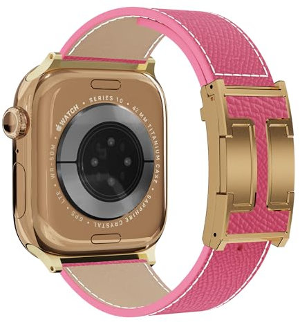 Magnetisches Lederarmband kompatibel mit Apple Watch Ultra Strap 49 46 45 44 42 41 40 38 mm, Designer-Ersatzarmband für Männer und Frauen, iWatch Ultra 2/Ultra/SE/Serie 10/9/8/7/6/5/4/3 /2/57