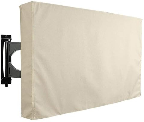 TGDGFKIAS Outdoor TV Cover, 32 36 40 46 50 55 60 65 TV protective cover weatherproof and dustproof outdoor TV cover(Beige,FOR 60 65inch TV)