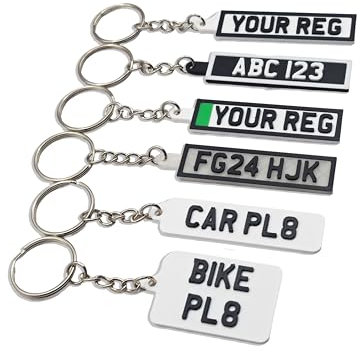 MadeBy3D Number Plate Keyring Personalised, Custom Car Keyring, Registration Keychain, Mini UK Number Plate, Private Reg