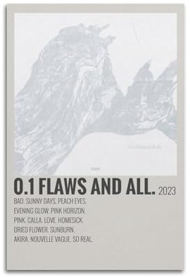 IIWERUW 0.1 Flaws And All Wave to Earth Poster, Wandkunst, Leinwand, ästhetisches Cover, Poster, Vintage-Musik und Filme, dekoratives Gemälde für Wohnzimmer, Schlafzimmer, 30 x 45 cm, ungerahmter Stil