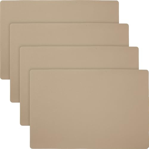 Erwin Müller Tischset, Teller-Untersetzer Lagoa im 4er-Pack in Lederoptik beige Größe 30x45 cm - Schutz vor Flecken und Kratzern