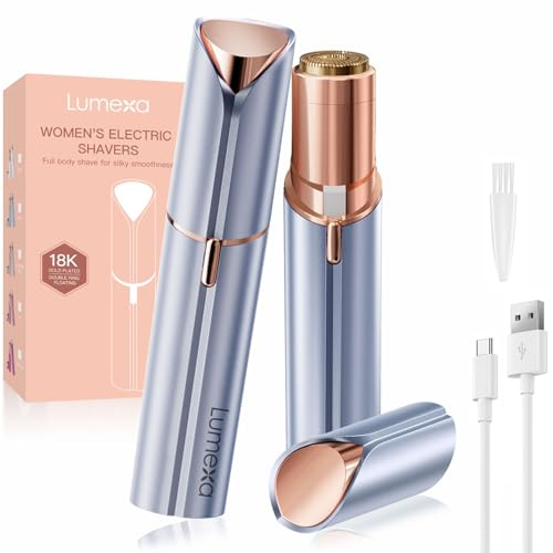 UrbanLuxe Facial Hair Remover Women, Lady Shaver for Women, Rechargeable Hair Remover Painless Face Hair Trimmer for Face Hair, Lips, Peach Fuzz, Bikini Body-Blue