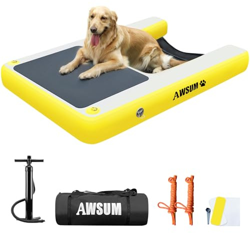 AWSUM 150x100x15cm Rampa per Cani Gonfiabile Rampa d'Acqua per Cani Fino a 100 kg per Bacini, Barche