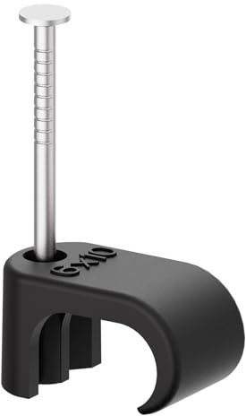 Temolink Kabelschellen, 100 Stück Nagelschellen, 6x10 mm, 304 Edelstahl, Kabelmanagement für Telefon und Ethernetkabel, Stromkabel, Rohr, Schwarz