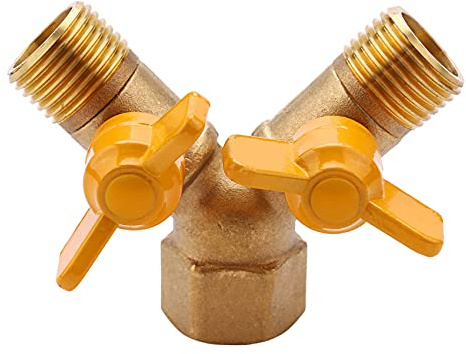 Qusedwey 2 Paths Double Tap Adapter 1/2 Inch Outside Garden Watering Tap Adapter and Hose Splitter