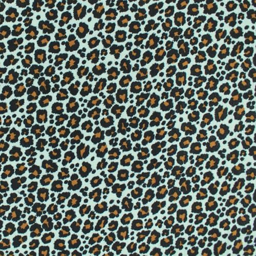 Musselin Stoff Leoprint, Double Gauze | ab 50cm x 130cm (mint) | 100% Baumwolle