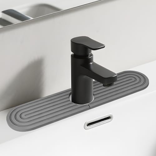 Paraspruzzi Lavello Cucina, 45x10 cm Tappetino per Rubinetto, Tappetino in Diatomite ad Asciugatura Rapida per Lavello Cucina o Bagno e Piano di Lavoro (Grigio Scuro)