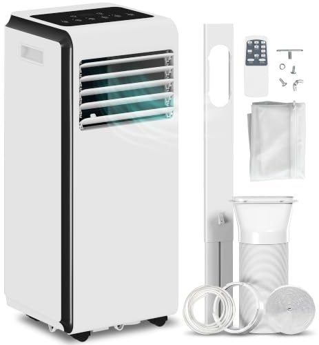 HOMCOM Portable Air Conditioner 7000 BTU 4-in-1 for Room up to 26 m² | Air Conditioning Unit, Cooling, Dehumidifier, Fan, Sleep Mode, Dual Window Kit, 24H Timer, Child Lock, Remote