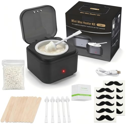 Kit Ceretta Naso, Depilatore nasale cera per Uomini e Donne, Ceretta Viso | Naso Waxing Kit con Cera da 50g, Riscaldamento Rapido USB, Temperatura Costante per Naso, Sopracciglia, Orecchie, Nero