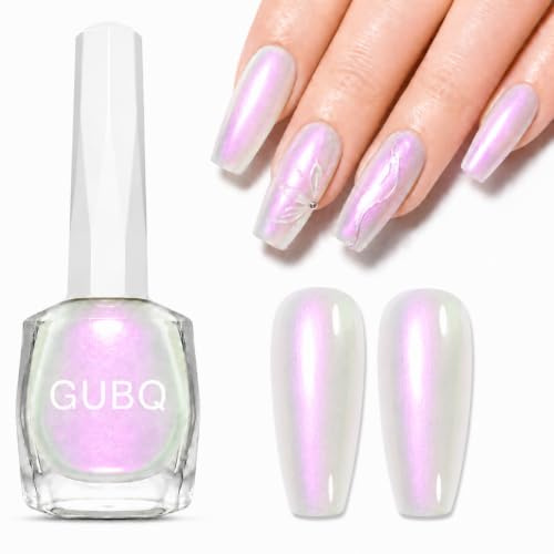 Pearl White Nail Polish, Aurora Iridescent Shimmer, Mermaid Summer Look | Quick Dry, No UV Lamp, Sheer Buildable Pearl Finish for Layering over Nude, White or Pastel Colours and Summer DIY Nail Art