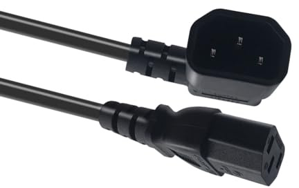 Right Angled C14 to C13 Power Extension Cord 30Cm 60Cm for Computer Monitor UPSs Server 2500W