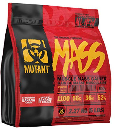 MUTANT Mass | Muskelmasse Gainer | 1100 Kalorien, 56g Protein, Vollwert-Kohlenhydrate, BCAAs und Glutamin | Ultimativer Hardcore Weight Gainer Shake | 2270g | Erdbeer-Banane-Geschmack