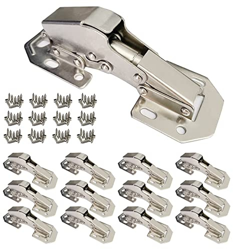 REDYA 12-Pack Soft Close Hidden Hinges for Cabinet Doors, Slow Close Frameless Cabinet Hinges Concealed Surface Mount Hinges