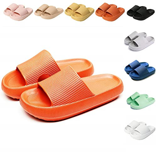 Sumvov Cozyslides Original Damen Schlappen 100% EVA Super Weich Rutschfest Badeschuhe Cozislides Original Hausschuhe Damen Herren,Orange,38/39 EU