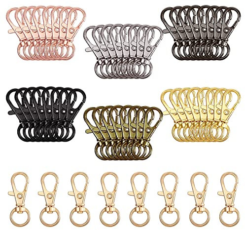 TONAUP 56 Stücke Schnapphaken Gurt Clips Karabiner Verschlüsse Drehverschlüsse Schlüsselringen Schlüsselanhänger für DIY, Lanyards Schmuck