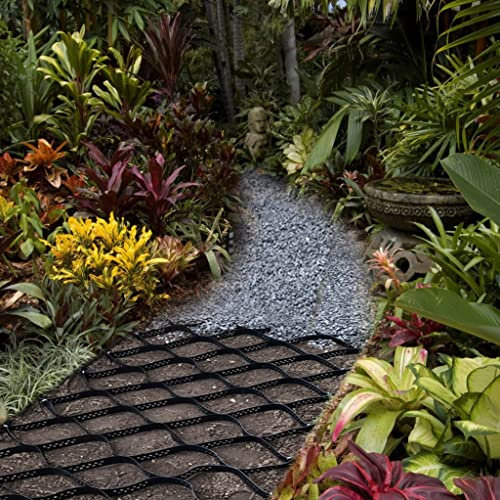 MLYAYE Kiesgitter Kiesmatten Kieswaben 5 cm hohes Geo-Gitter mit Ablauflöchern, Durchlässige Pflastersteine für Schlamm/Beton/Granit/Kies, Stützmauern/Gefälleauffahrten, 3 6 8 10 m breit