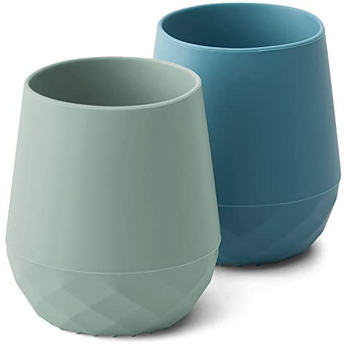 SAMiGO Silicone Baby Cups for 6-12 Months, Tiny Open Cups for Training and Water Drinking, Baby Led Weaning Supplies, 2 OZ