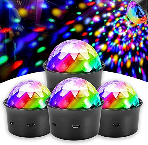 4 Pack Mini Disco Ball Light Voice Activated Multicolor Disco Party Lights