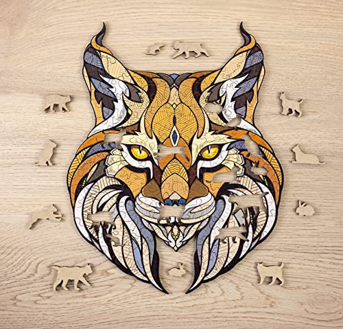EWA Eco-Wood-Art - LUCHS L Holzkiste - Farbige Holzpuzzle für Jugendliche und Erwachsene - DIY-Bausatz, Selbstmontage, kein Kleber erforderlich - 580 Stück