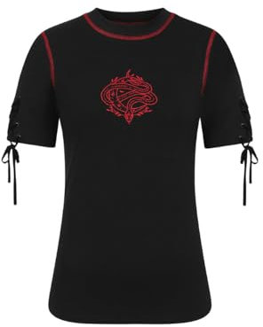 Hell Bunny Top Tallulah Schwarz Gothic Shirt Schlange Mondsichel Oberteil, Größe:S