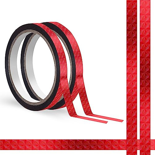 110 Yard Holographic Graphic Tape, abnehmbar ohne Rückstände, Sparkle Metallic Washi Tape wasser- und reißfest, metallischer Spiegelverpackung, 1cm x 100 Meter (2 Rollen, Rot)