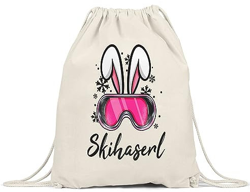 Hey!Print Skihaserl Turnbeutel Gymsack Apres Ski Skihase Skifahren Lustig Skilehrerin Winterurlaub Skiurlaub