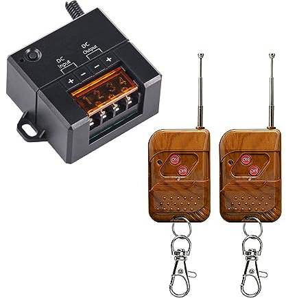 DONJON 12V Funkschalter,Funkschalter mit Fernbedienung,DC12V/24V/48v/72v Funk Wandschalter mit 328ft Long Range,Mini 10A Relais Kabelloser Lichtschalter,für Licht,Garagentor,Motor,Markise