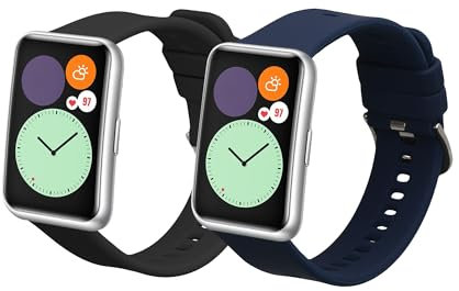 kwmobile Pulsera Compatible con Huawei Watch FIT Special Edition (B39) Correa - 2X Correas de Silicona Flexible - Tamaño Ajustable
