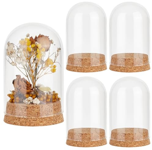 PH PandaHall 4pcs Affichage en Verre Dôme Cloche Cloche en Verre avec Liège Petites Bouteilles en Verre Dôme Pots Décoratifs Cloche Vitrine pour le Stockage de Fleurs Maison Fête de Noël Décoration