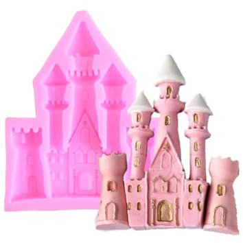 LC Moule en silicone en forme de château de princesse pour décoration de gâteau, bonbons, chocolat, résine