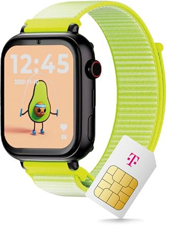 SaveFamily SaveWatch+ Kinder Smartwatch mit Telekom SIM-Karte + 30€ Amazon-Gutschein nach Registrierung - Kinderuhr mit GPS und Anruf Funktion, Nachrichten, Schulmodus, SOS (Avocado | Schwarz)