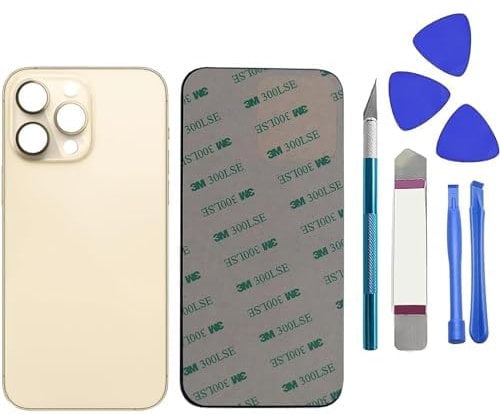 Dakexiong 14 PRO Max Ersatz-Rückseite für iPhone 14 Pro Max 6,7 Zoll (16,7 cm), mit Reparatur-Set und vorinstalliertem Aufkleber, goldfarben