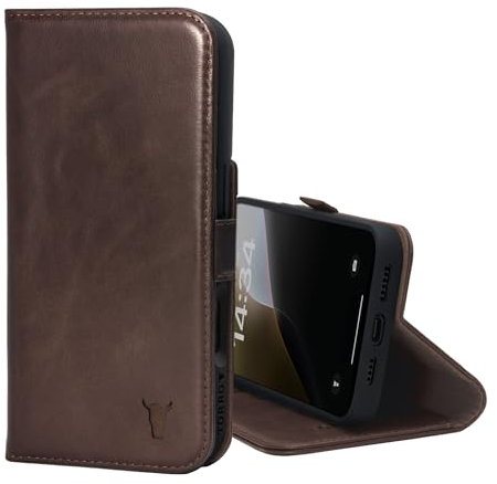 TORRO Leather Case Compatible with iPhone 16 Pro Max – Premium Leather Wallet Case with Kickstand and Card Slots (Compatible with Official MagSafe Chargers) - Dark Brown