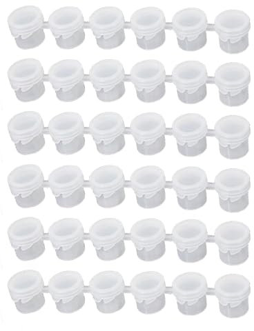 36pcs Empty Paint Pots with Lids, 5ml/0.17oz Clear Paint Cup Pot Strips with Lids, 6 Strips Small Paint Pots, Tiny Paint Pot Strips, Small Paint Containers for Organizing Paint Paintings(SIZE:5ml)