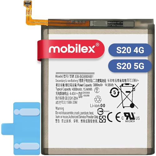 MOBILEX® Batterie pour Samsung Galaxy S20 4G / 5G (EB-BG980ABY) | Interne Remplacement | 4 000 mAh - OEM | Capacité d'origine