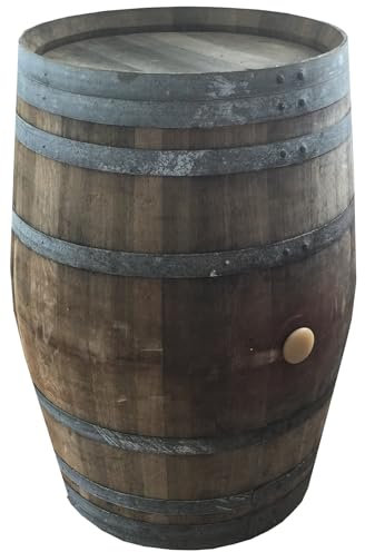Fassl Baron Holzfass Stehtisch aus gebrauchtem Weinfass -Natur - Fassbar oder Gartentisch. D/H=70/95cm- Dekofass 225 Liter aus Eiche Holzfässer Fasstisch