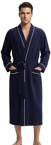U2SKIIN Men's 100% Cotton Lightweight Robe Soft Breathable Spa Bathrobe for Men