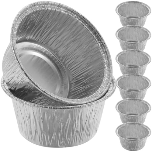 BESPORTBLE Foil Pudding Cup Aluminium Foil Cups for Baking Tin Cups for Pudding and Cupcakes Heat-Conductive Baking Cups for Parties Family Gatherings Desserts 3.15 X 3.15 X 1.38In