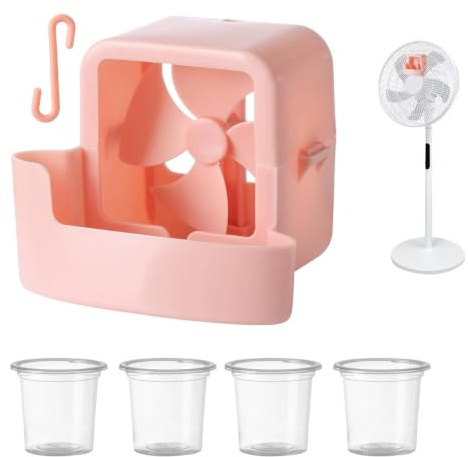 Lebkumas Fan Ice Box Accessory, Portable Cooling Accessory Set With 4 Ice Cups, Home Hanging Ices Cube Cooling Device, No-Drill Fan Coolings Accessories For Home Office Bedroom