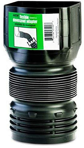 Flex-Drain ADP53102 Downspout Adaptor, Landscaping Drain Pipe Adapter 3 by 4 by 4-Inch , Black