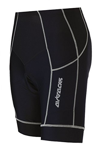 Airtracks Herren Funktions Fahrradhose Kurz Pro - Radhose - Radlerhose - 3D Coolmax gepolstert - Atmungsaktiv - UV Schutz - Schnelltrocknend - Reflektoren