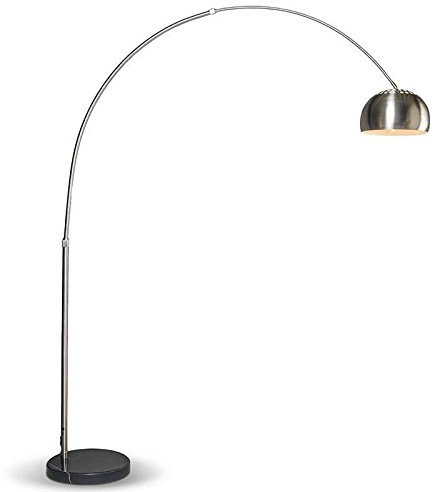 Qazqa Moderno Lámpara de arco moderna acero ajustable - GRANDE Acero inoxidable/Mármol Redonda Adecuado para LED Max. 1 x 60 Watt